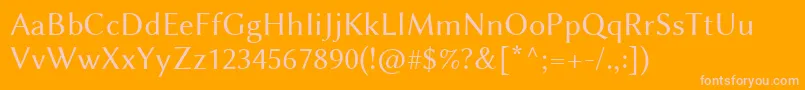 LinbiolinumR-fontti – vaaleanpunaiset fontit oranssilla taustalla