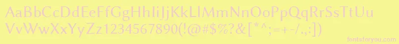LinbiolinumR-fontti – vaaleanpunaiset fontit keltaisella taustalla