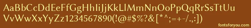 LinbiolinumR-fontti – keltaiset fontit ruskealla taustalla