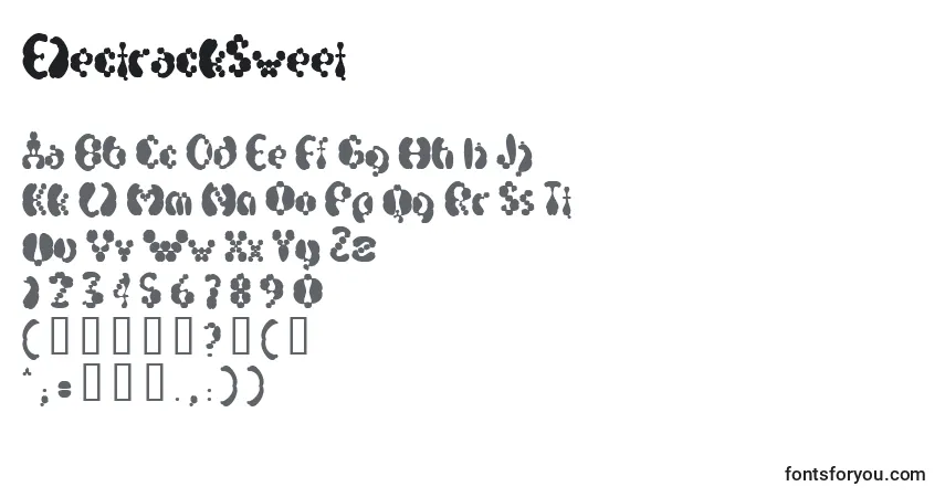Czcionka ElectrackSweet – alfabet, cyfry, specjalne znaki