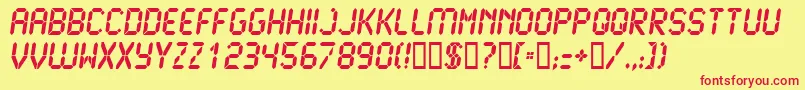 Lcd2u Font – Red Fonts on Yellow Background