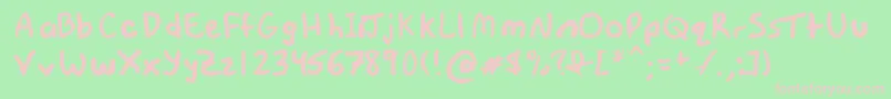 ThisFontIsNotATypeface-fontti – vaaleanpunaiset fontit vihreällä taustalla