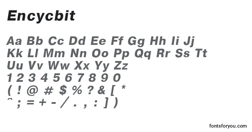 Schriftart Encycbit – Alphabet, Zahlen, spezielle Symbole