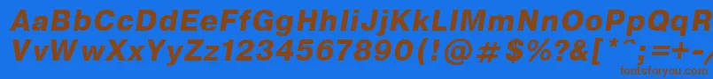 フォントEncycbit – 茶色の文字が青い背景にあります。