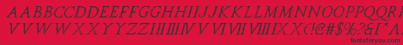 フォントSpqrItalic – 赤い背景に黒い文字