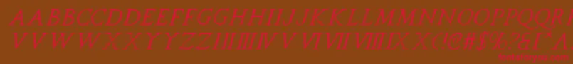 SpqrItalic-Schriftart – Rote Schriften auf braunem Hintergrund