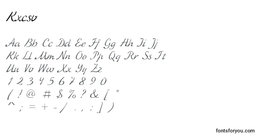 Schriftart Kxcsv – Alphabet, Zahlen, spezielle Symbole