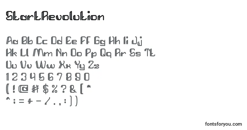 Czcionka StartRevolution – alfabet, cyfry, specjalne znaki