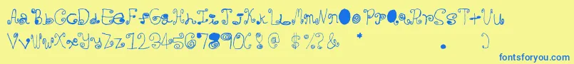 Crazycurlz Font – Blue Fonts on Yellow Background