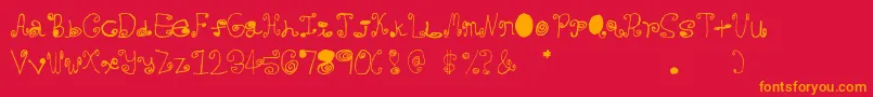 Crazycurlz-Schriftart – Orangefarbene Schriften auf rotem Hintergrund
