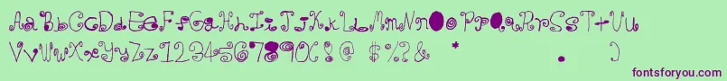 Crazycurlz-Schriftart – Violette Schriften auf grünem Hintergrund