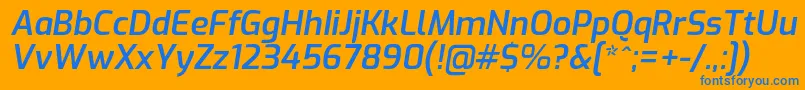 ExoSemibolditalic Font – Blue Fonts on Orange Background