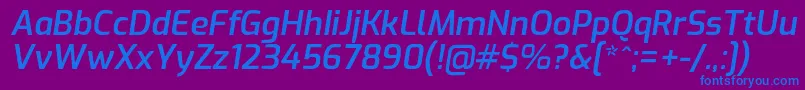 フォントExoSemibolditalic – 紫色の背景に青い文字