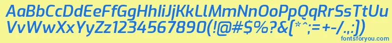 ExoSemibolditalic Font – Blue Fonts on Yellow Background