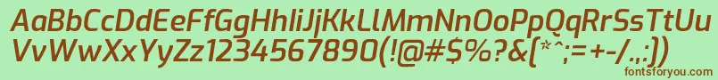 ExoSemibolditalic Font – Brown Fonts on Green Background