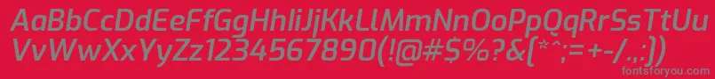 フォントExoSemibolditalic – 赤い背景に灰色の文字