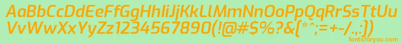 ExoSemibolditalic Font – Orange Fonts on Green Background