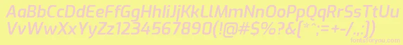 ExoSemibolditalic Font – Pink Fonts on Yellow Background