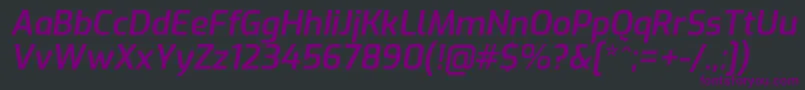 ExoSemibolditalic Font – Purple Fonts on Black Background