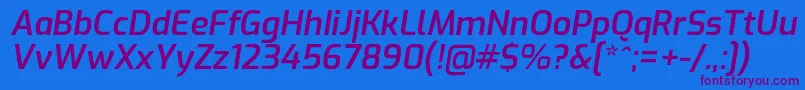 ExoSemibolditalic Font – Purple Fonts on Blue Background