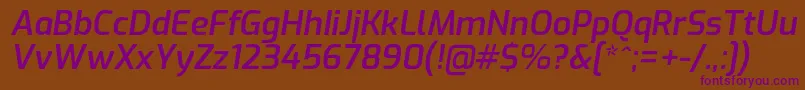 ExoSemibolditalic Font – Purple Fonts on Brown Background