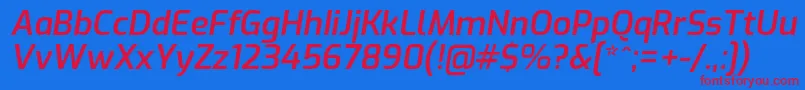 Czcionka ExoSemibolditalic – czerwone czcionki na niebieskim tle