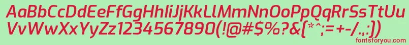 ExoSemibolditalic Font – Red Fonts on Green Background