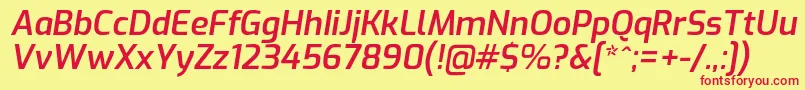 ExoSemibolditalic Font – Red Fonts on Yellow Background