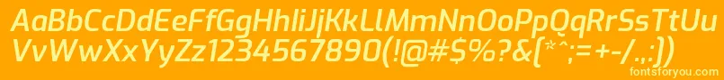 ExoSemibolditalic Font – Yellow Fonts on Orange Background