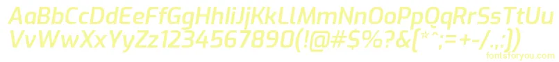 フォントExoSemibolditalic – 白い背景に黄色の文字