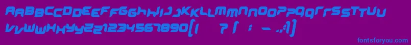 Miniskup-Schriftart – Blaue Schriften auf violettem Hintergrund