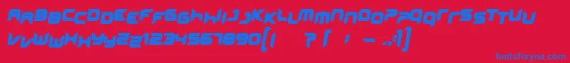 フォントMiniskup – 赤い背景に青い文字