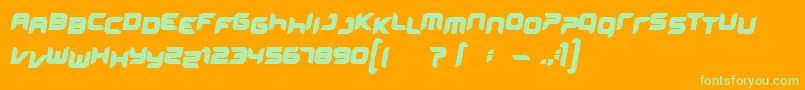 Miniskup-Schriftart – Grüne Schriften auf orangefarbenem Hintergrund