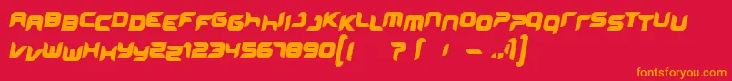 フォントMiniskup – 赤い背景にオレンジの文字