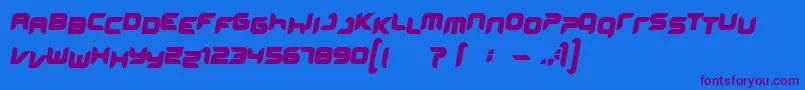 Miniskup-Schriftart – Violette Schriften auf blauem Hintergrund