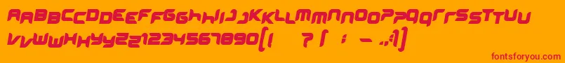 Miniskup-Schriftart – Rote Schriften auf orangefarbenem Hintergrund