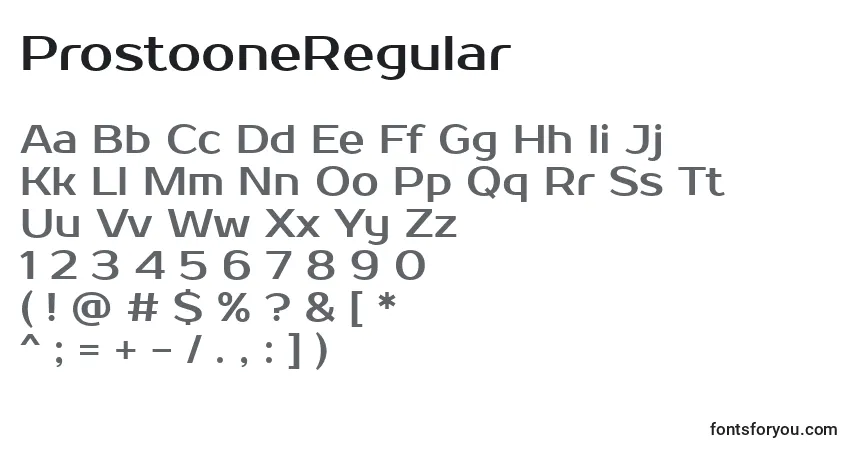Schriftart ProstooneRegular – Alphabet, Zahlen, spezielle Symbole