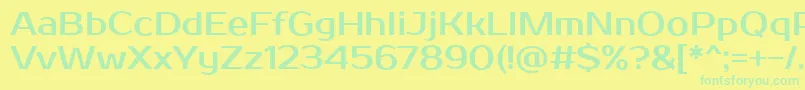 フォントProstooneRegular – 黄色い背景に緑の文字