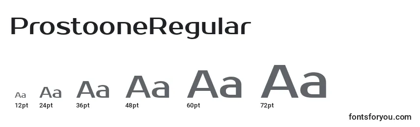 ProstooneRegular Font Sizes