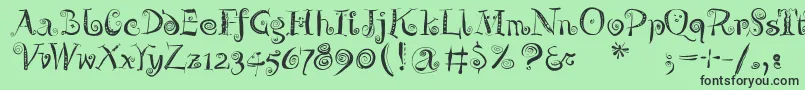 Zeitgeisterbahn-fontti – mustat fontit vihreällä taustalla