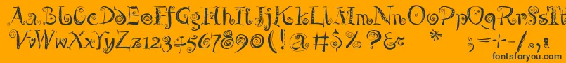Zeitgeisterbahn-Schriftart – Schwarze Schriften auf orangefarbenem Hintergrund