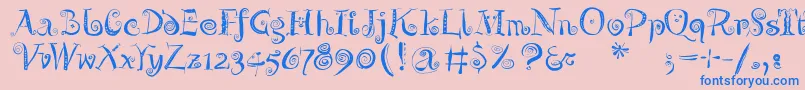 Zeitgeisterbahn-Schriftart – Blaue Schriften auf rosa Hintergrund