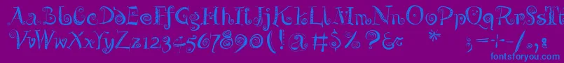 Zeitgeisterbahn-Schriftart – Blaue Schriften auf violettem Hintergrund