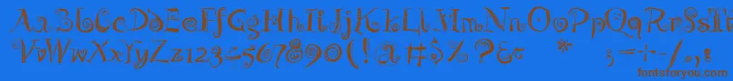 Zeitgeisterbahn-Schriftart – Braune Schriften auf blauem Hintergrund