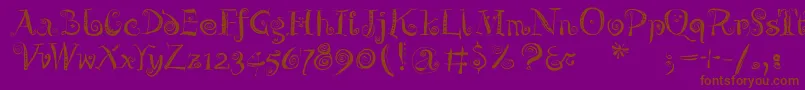 Zeitgeisterbahn-Schriftart – Braune Schriften auf violettem Hintergrund