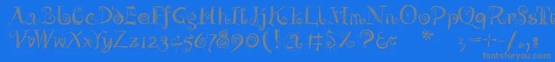 Zeitgeisterbahn-Schriftart – Graue Schriften auf blauem Hintergrund