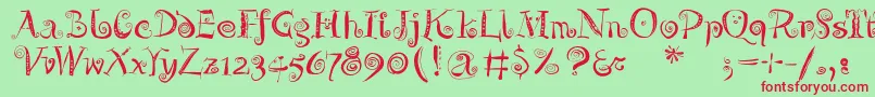 Zeitgeisterbahn Font – Red Fonts on Green Background