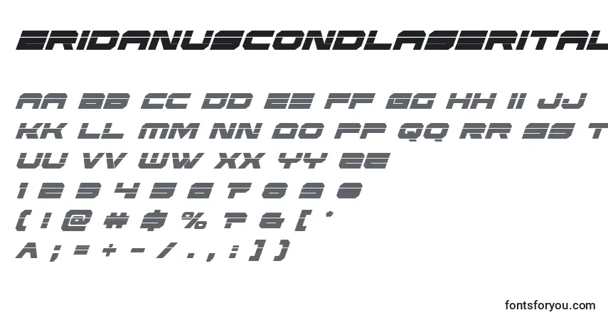 Czcionka Eridanuscondlaserital – alfabet, cyfry, specjalne znaki