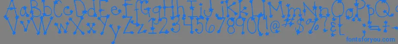 DjbItsFullOfStars-Schriftart – Blaue Schriften auf grauem Hintergrund