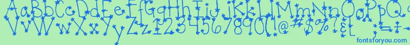 DjbItsFullOfStars Font – Blue Fonts on Green Background